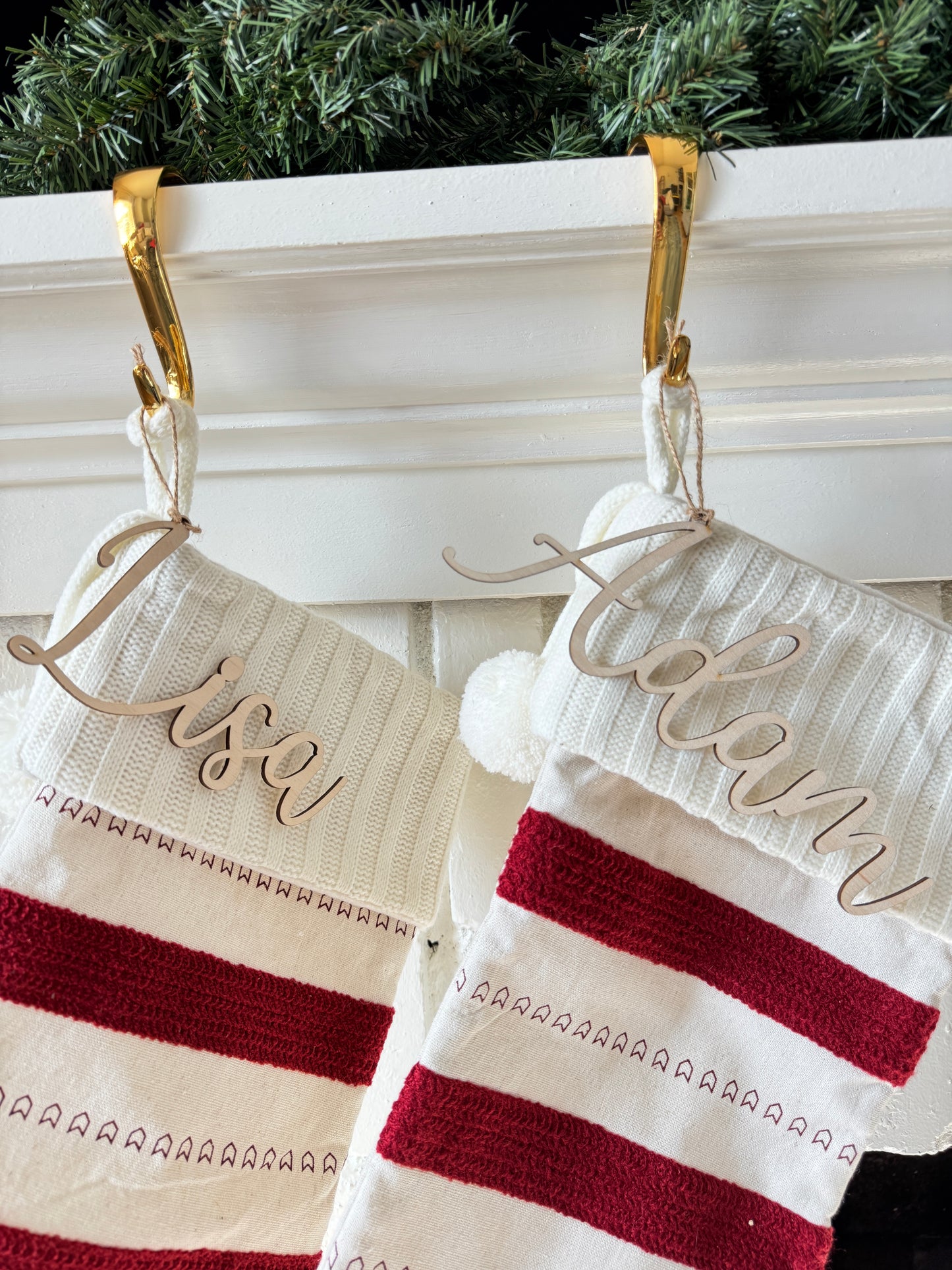 Birch Wood Stocking Name Tags