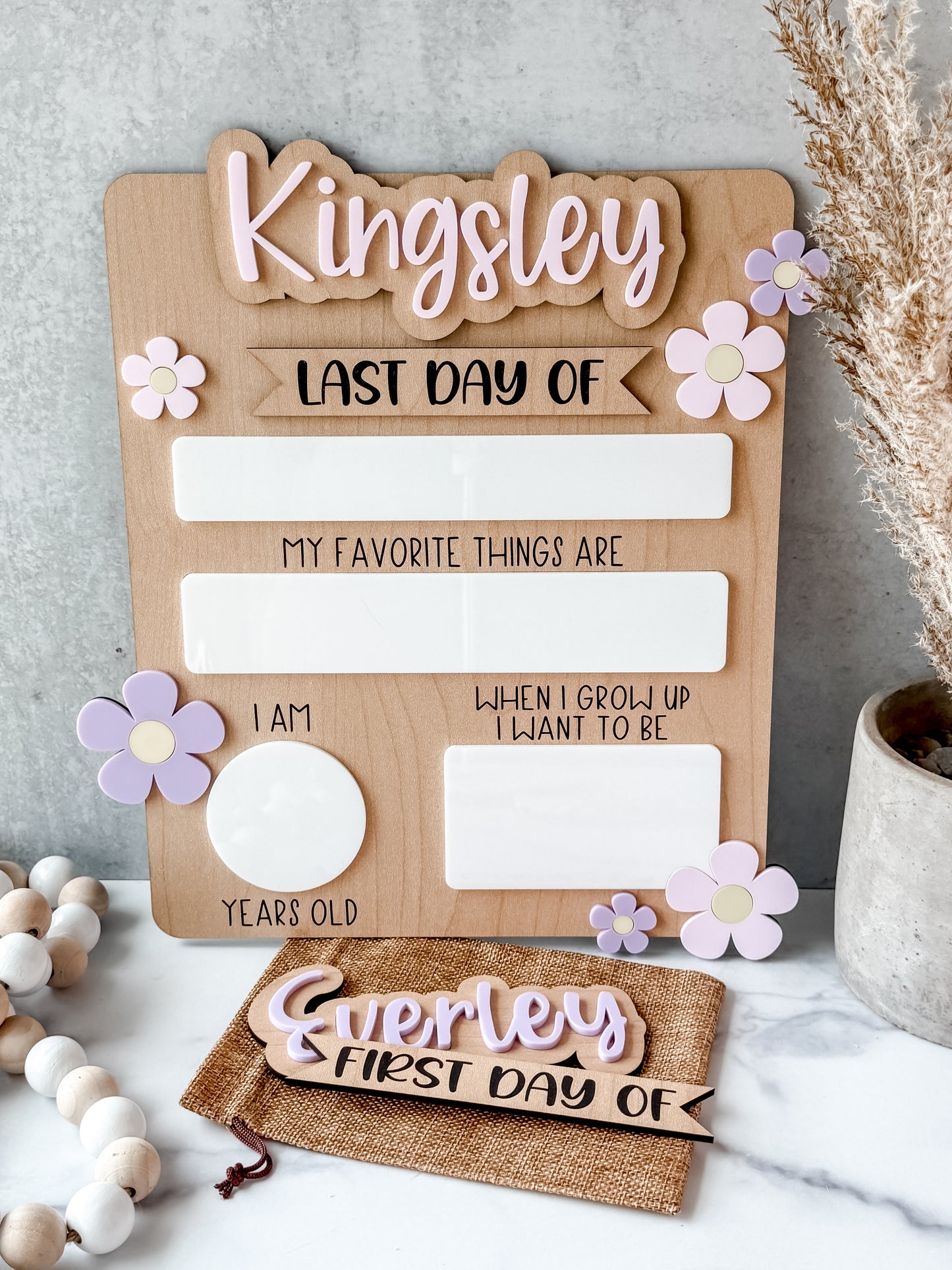 Interchangeable Back-to-School & Last-Day-of-School Sign – Personalized for Multiple Kids