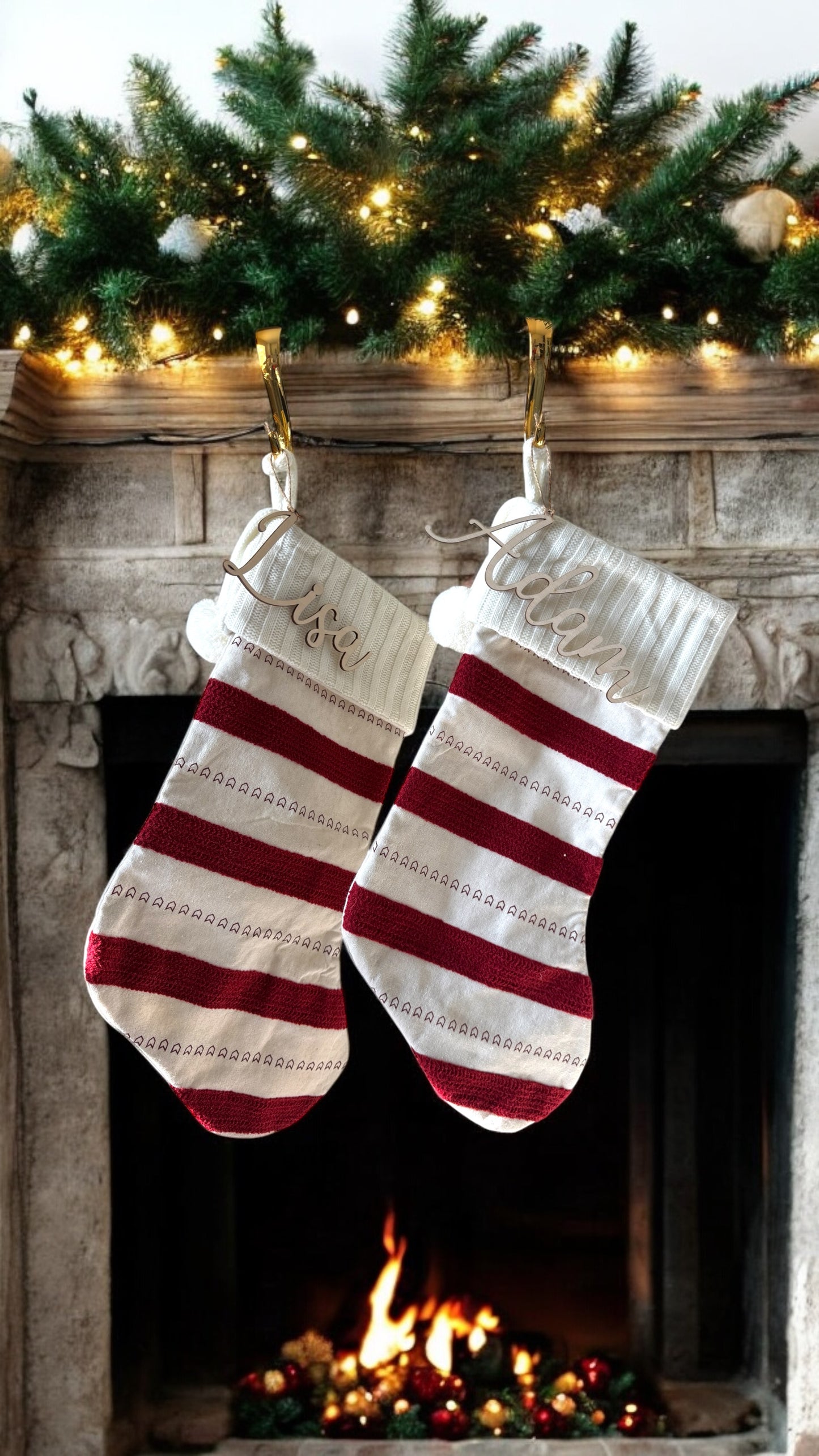 Birch Wood Stocking Name Tags