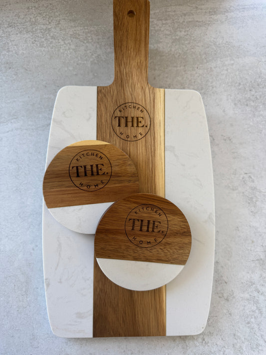 Acacia Wood & Marble Serving Board - Personalized
