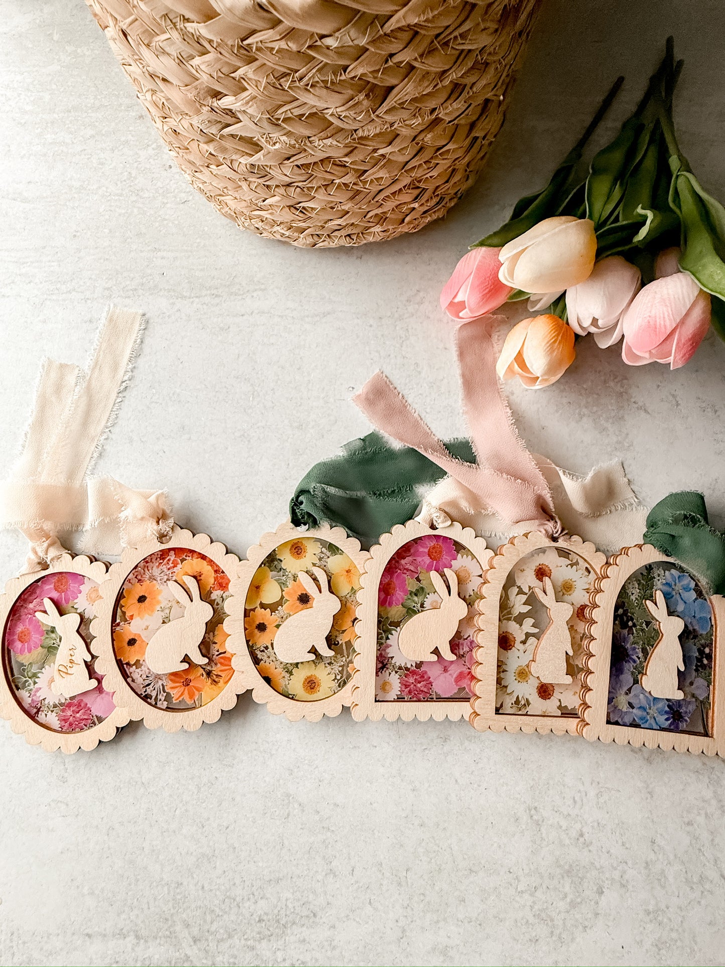Framed Pressed Flower Name Tags