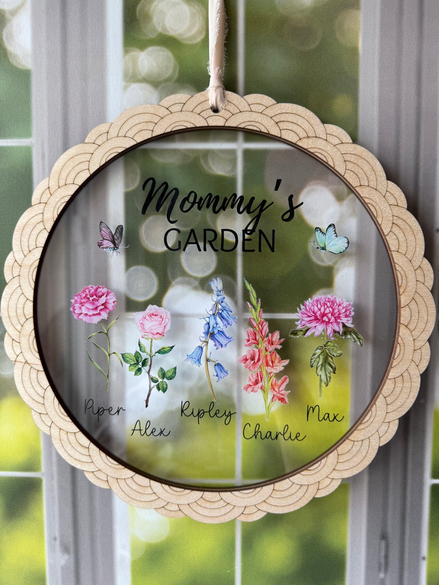 Personalized Mother’s Day Garden Sign with Birth Month Flowers – Custom Name Gift for Mom, Nana, or Grandma