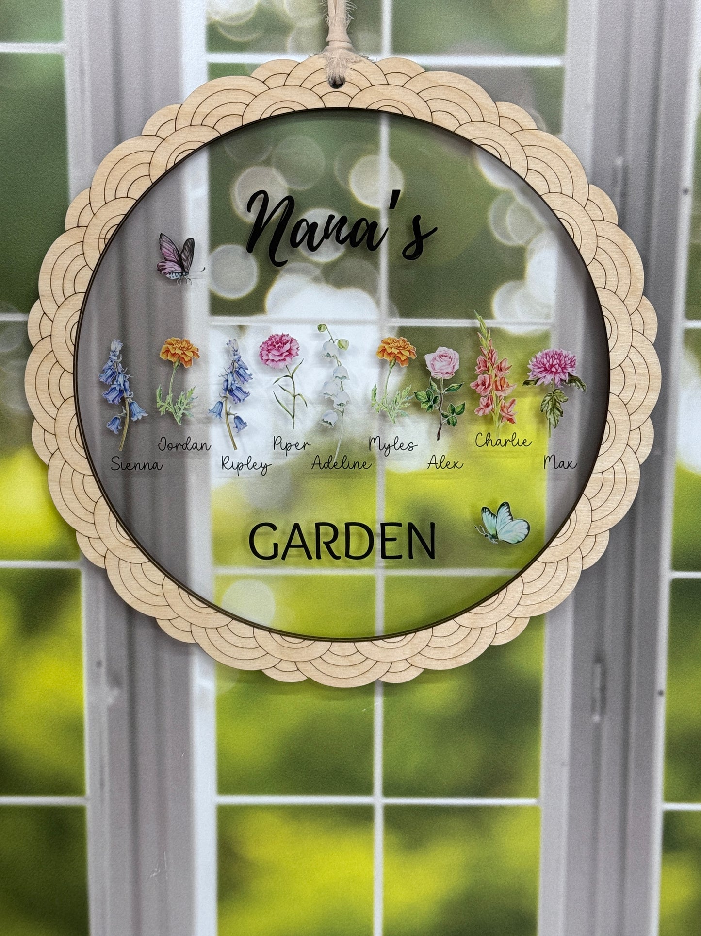 Personalized Mother’s Day Garden Sign with Birth Month Flowers – Custom Name Gift for Mom, Nana, or Grandma