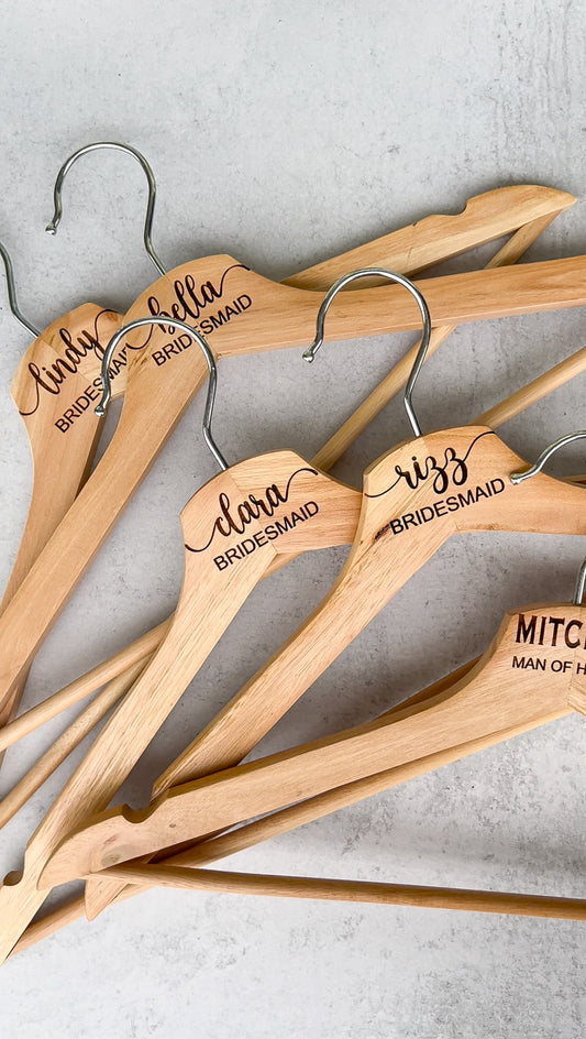 Personalized Engraved Wooden Hangers - Perfect for Weddings, Sports Teams, and Special Gifts