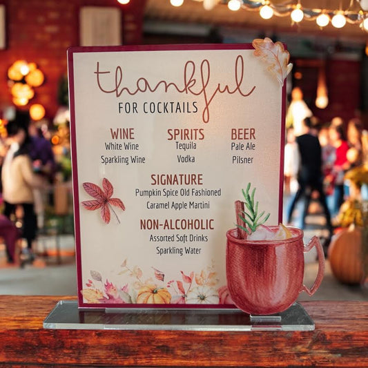 Thankful For Cocktails – Bar Sign