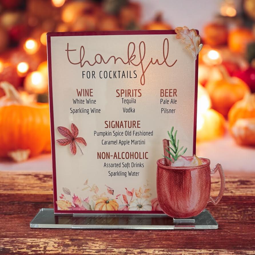 Thankful For Cocktails – Bar Sign