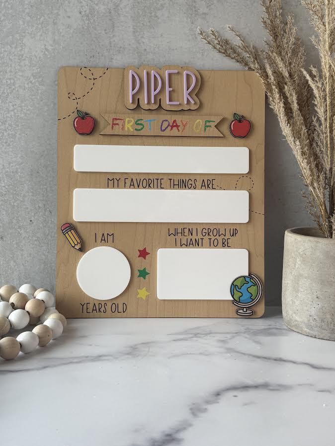 Personalized First & Last Day of School Sign | Reusable Back-to-School Photo Board | Custom Dry Erase School Milestone Sign