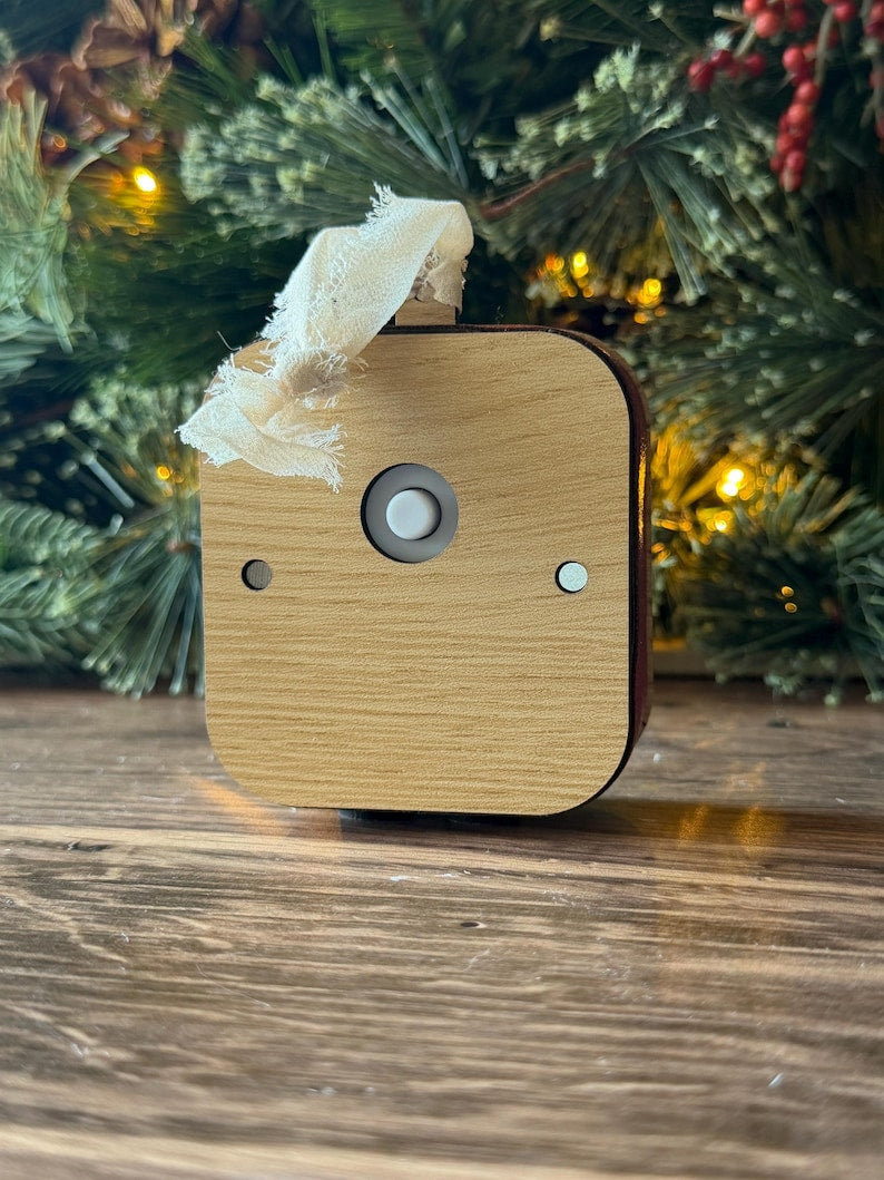 Personalized Voice Recording Ornament, 30-Second Christmas Keepsake for Kids (Wood & Leatherette)