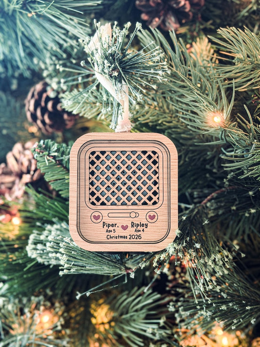 Personalized Voice Recording Ornament, 30-Second Christmas Keepsake for Kids (Wood & Leatherette)