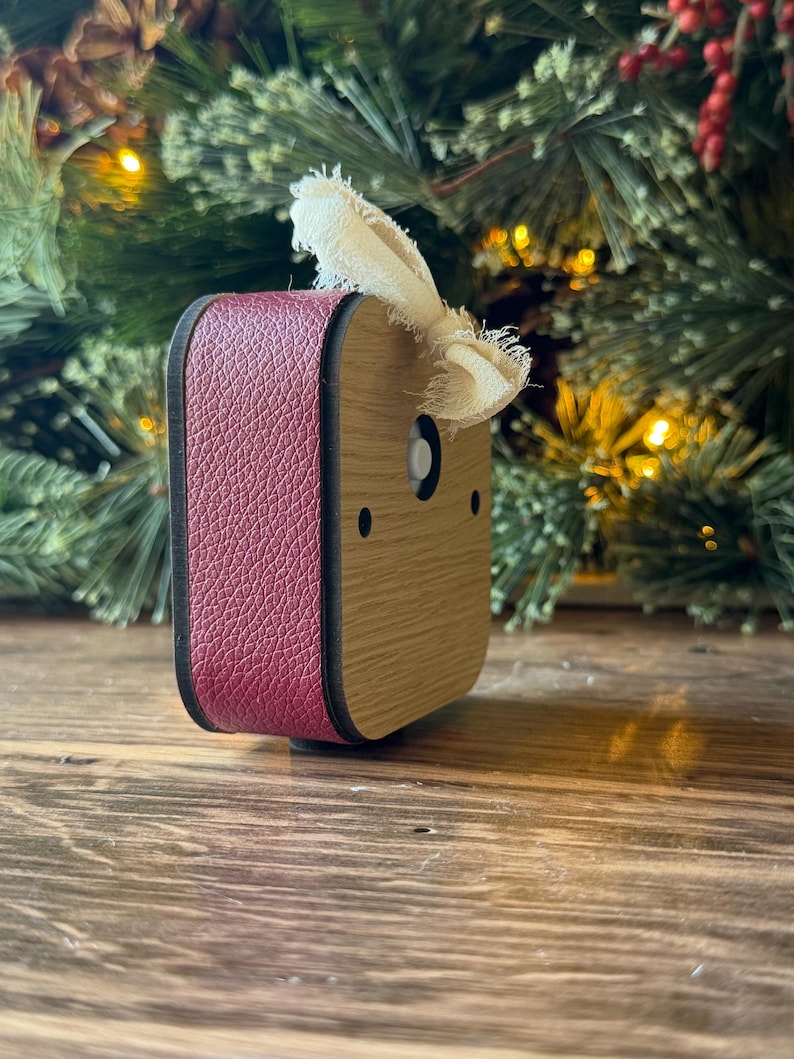 Personalized Voice Recording Ornament, 30-Second Christmas Keepsake for Kids (Wood & Leatherette)