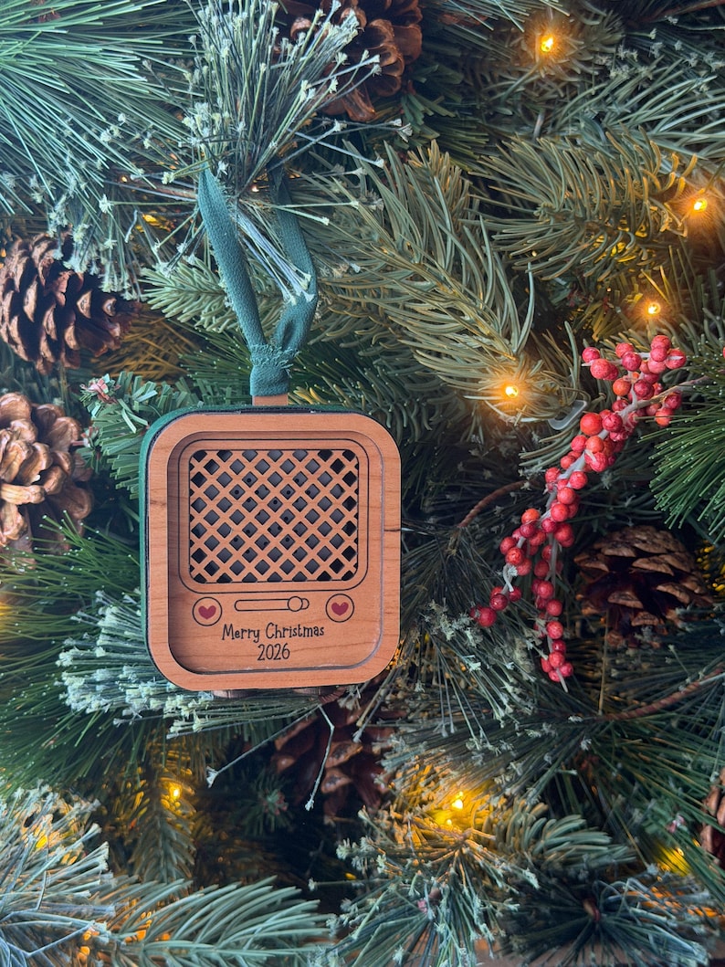 Personalized Voice Recording Ornament, 30-Second Christmas Keepsake for Kids (Wood & Leatherette)