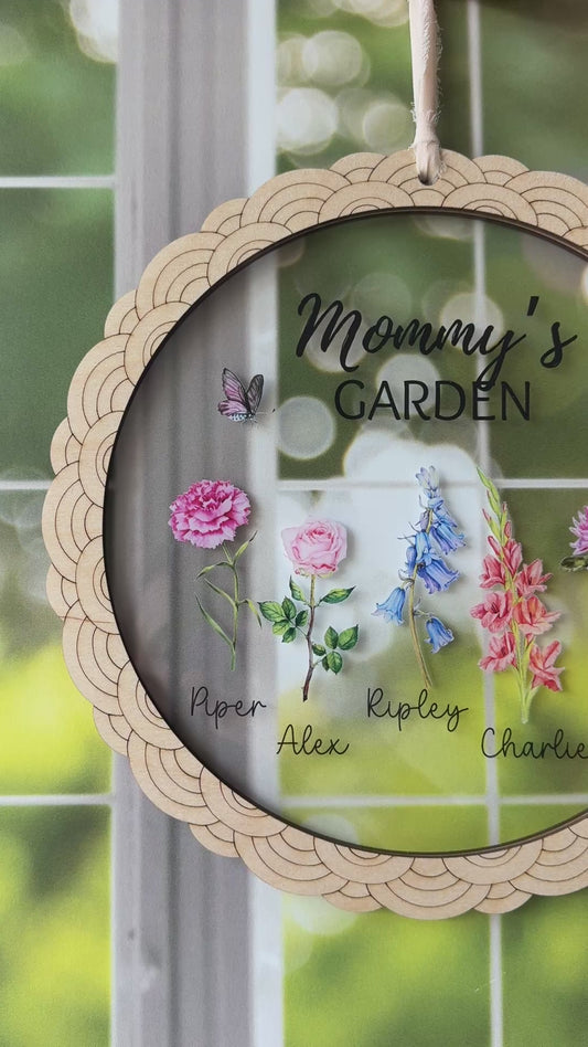 Personalized Mother’s Day Garden Sign with Birth Month Flowers – Custom Name Gift for Mom, Nana, or Grandma