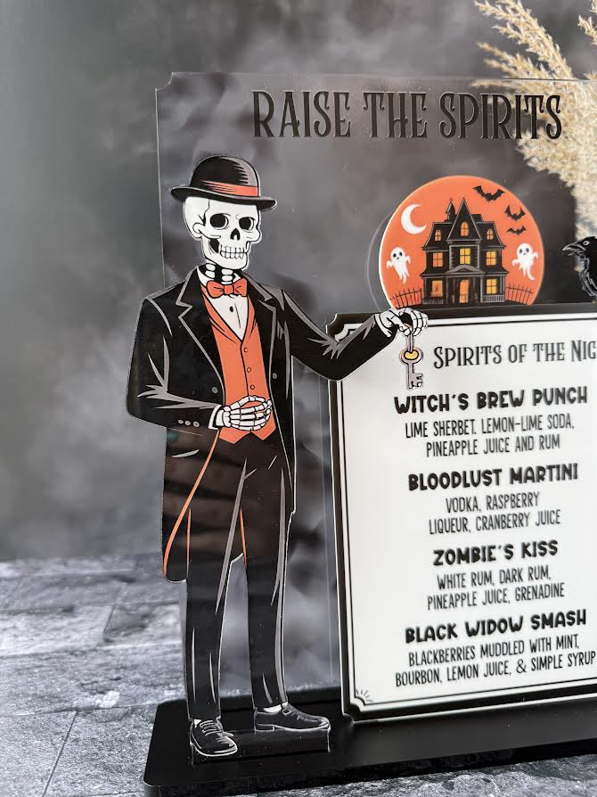 "Raise The Spirits" – Acrylic Halloween Bar Sign
