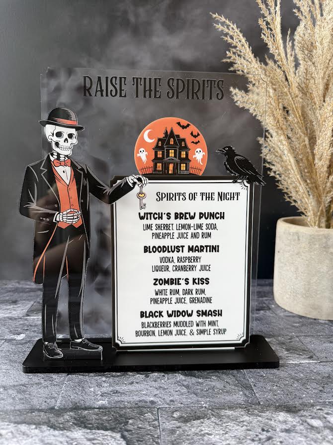 "Raise The Spirits" – Acrylic Halloween Bar Sign