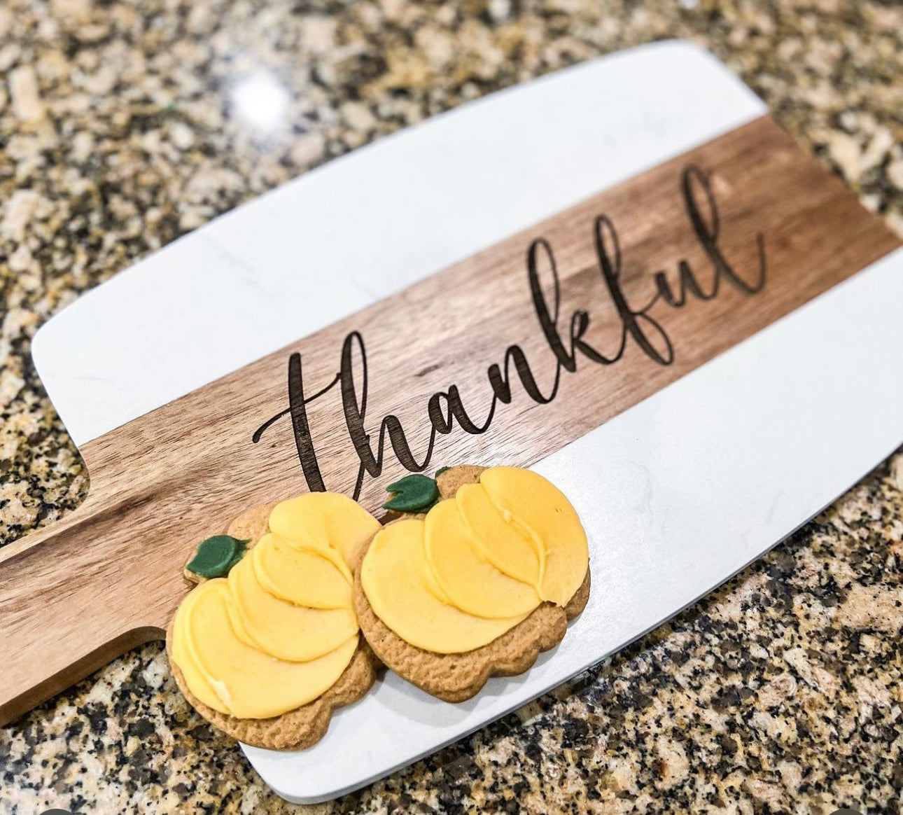 Acacia Wood & Marble Serving Board - Personalized