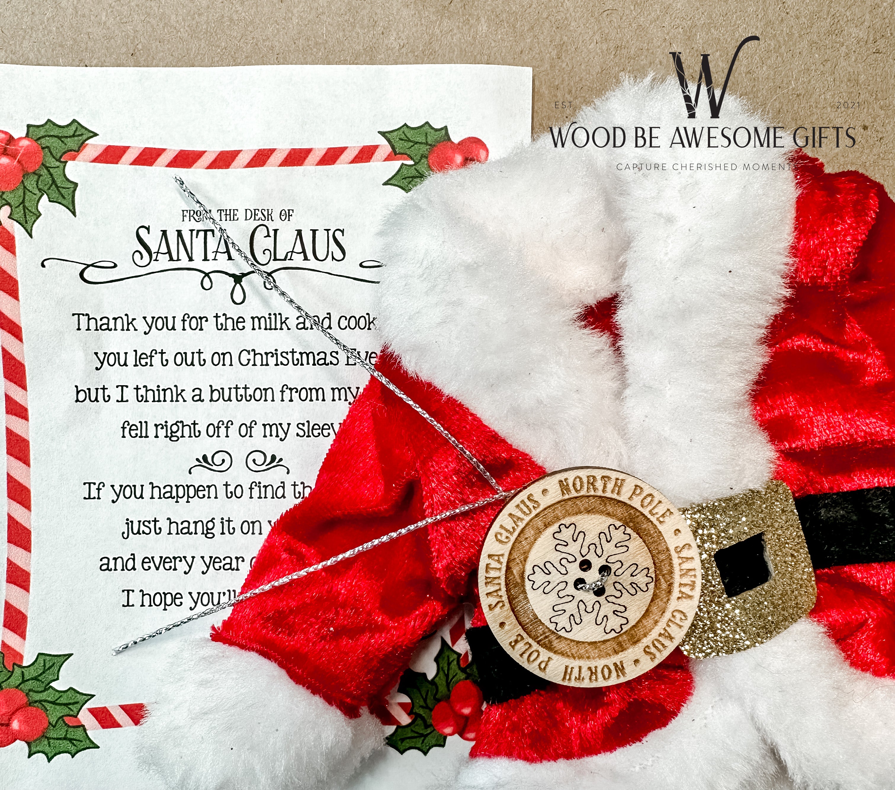 Santa Button – Wood Be Awesome Gifts